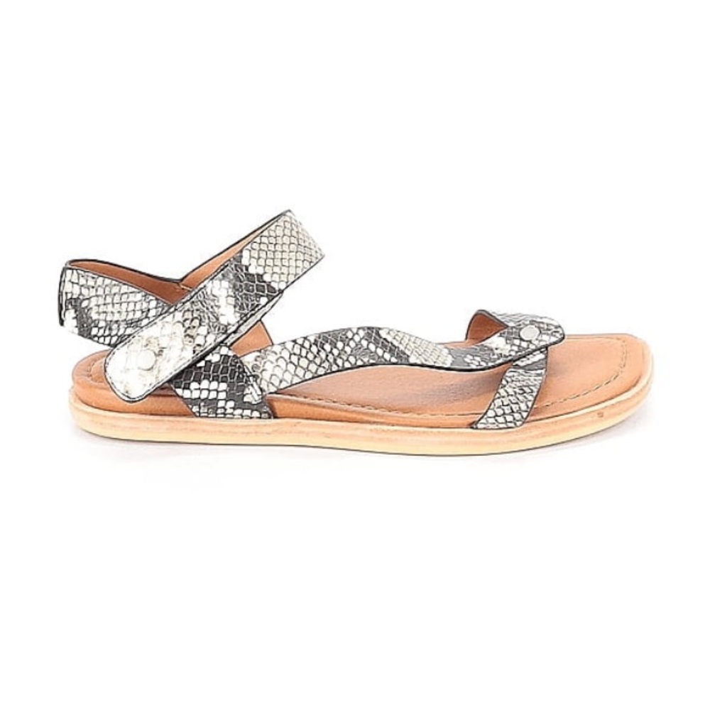 SARTO By Franco Sarto Silver Snake-Print Toe & Ankle Strap Sandals